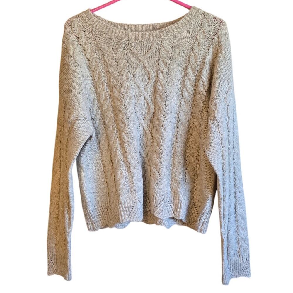 Lucky brand wool blend sparkle cable knit sweater size medium nwt